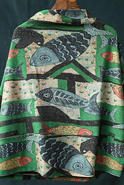 Limited Stock- Literary Fish Leaf Loose -t-shirt