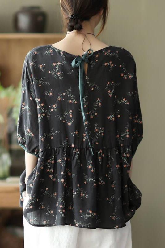 Chiffon Lace-up T-shirt