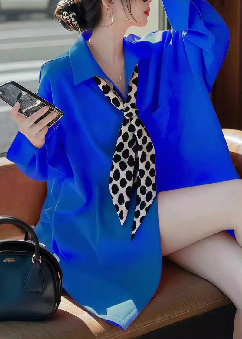 Blue Peter Pan Collar Shirt Spring