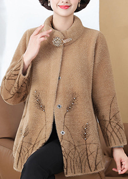 Camel Nail Bead Mink Velvet Coat Spring