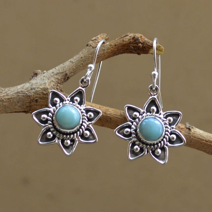 Blue Stone Mandala Earrings