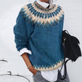 Retro Geometric Knitted Print Cozy Sweater elevenforest