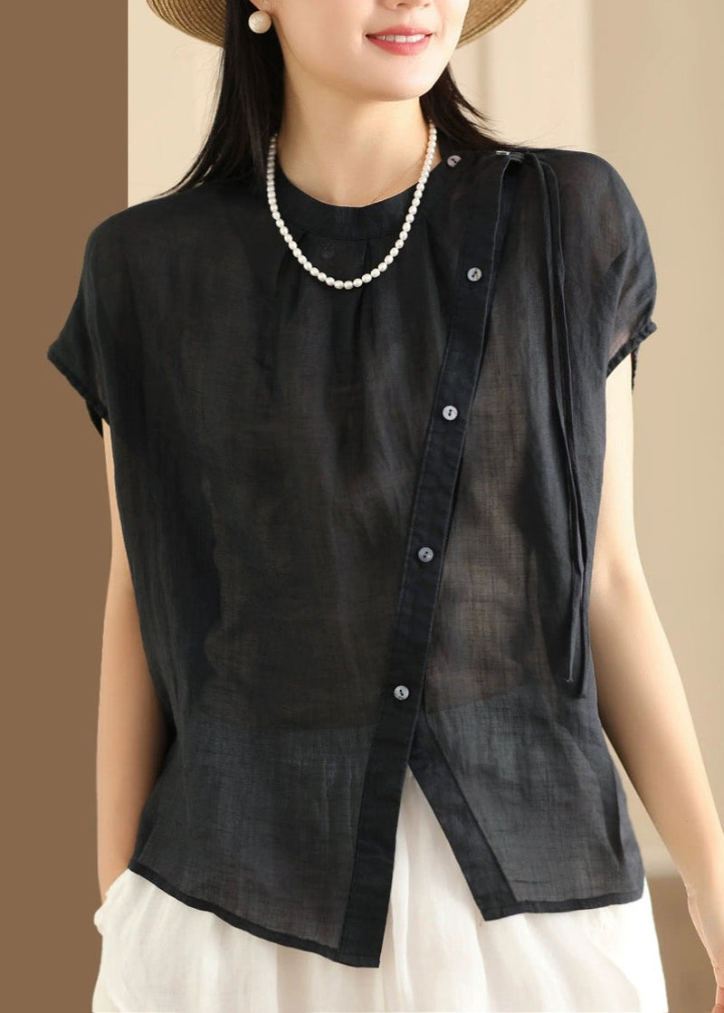 Fine Green O-neck Patchwork Top Short Sleeve