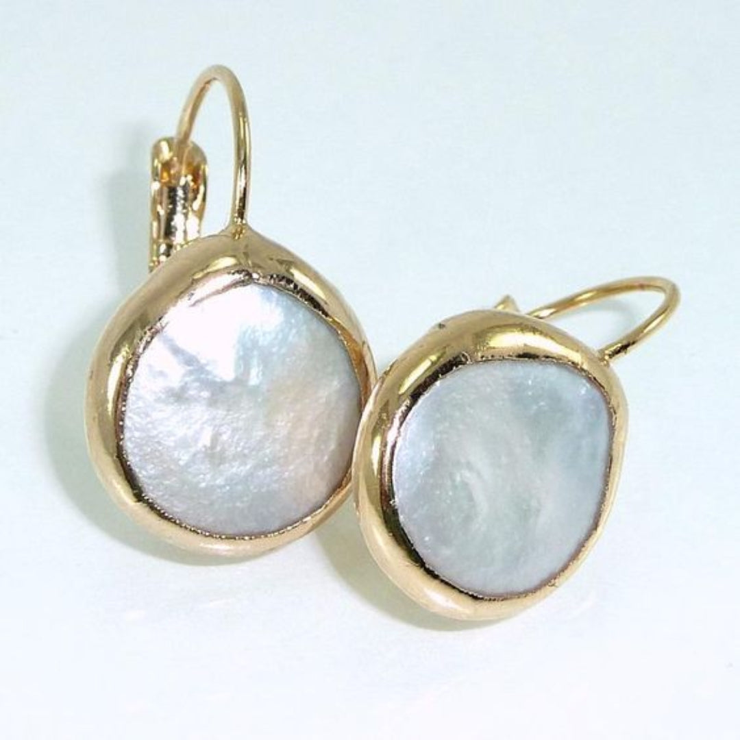 White Stone Golden Earrings
