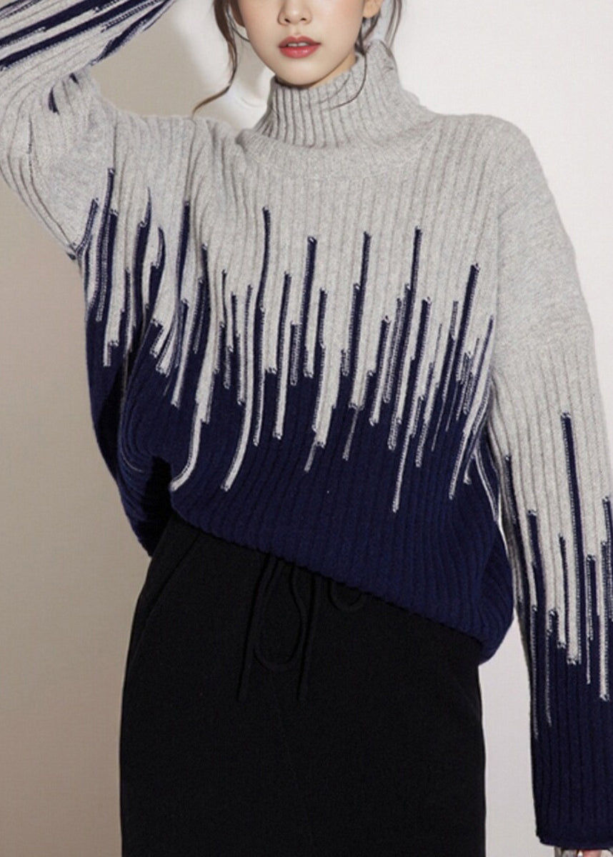 Beige Turtleneck Thick Knit Sweater Winter