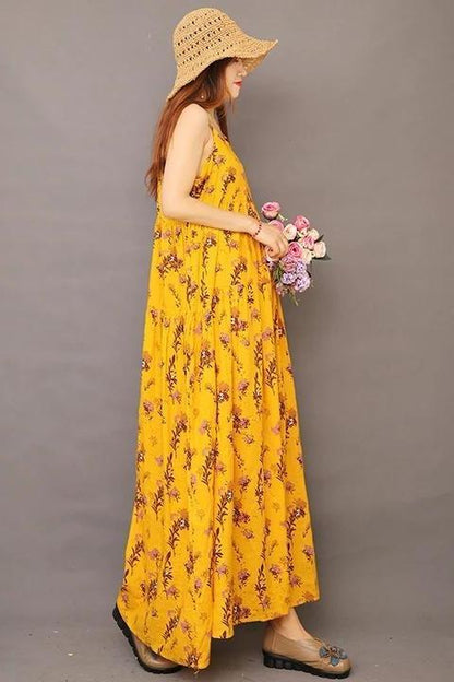 Limited Stock- Summer Printed 100% Cotton Suspender Pinafore Dress