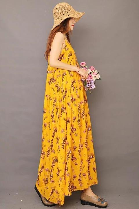 Limited Stock- Summer Printed 100% Cotton Suspender Pinafore Dress