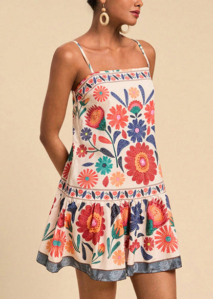 Summer New Vacation Style Printed Strap Dress