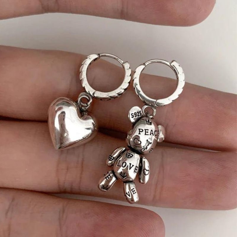 Bear Love Earrings in Silver