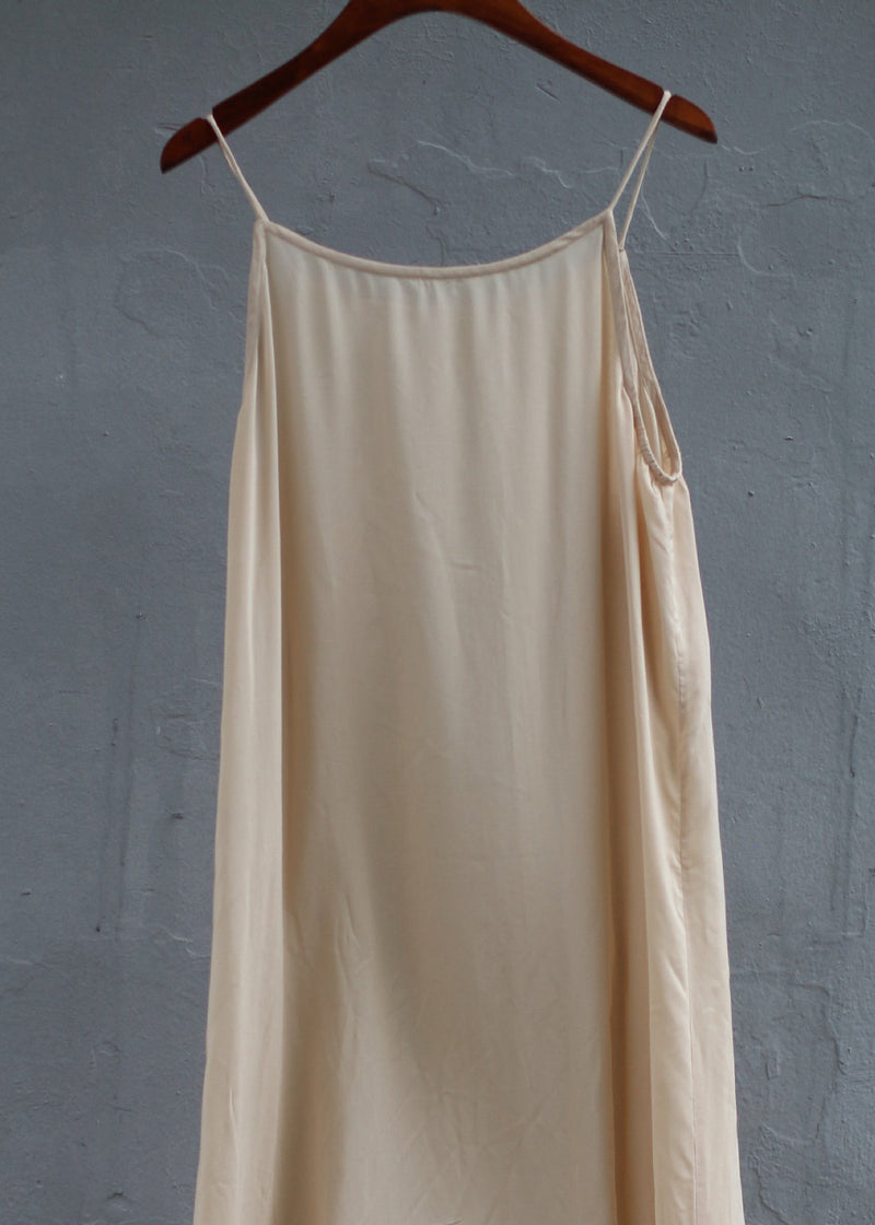 Simple Versatile Apricot O Neck Cotton Spaghetti Strap Dress Summer