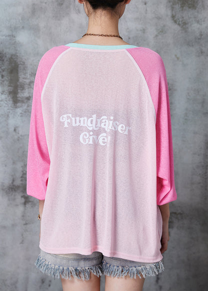 Pink Cotton Upf 50+ Shirt Tops Oversized Summer