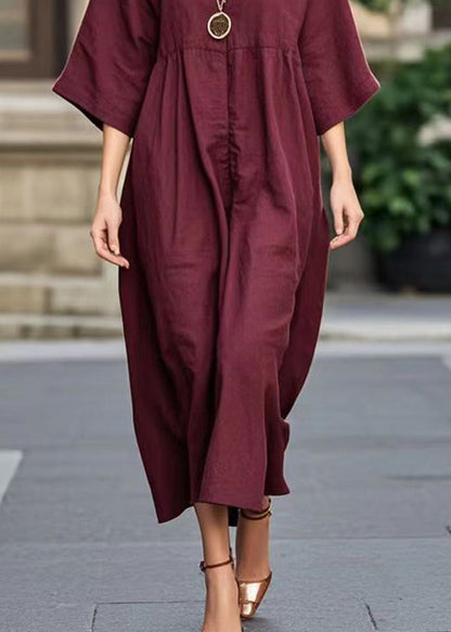 Mulberry Oversized Cotton Long Dress Bracelet Sleeve
