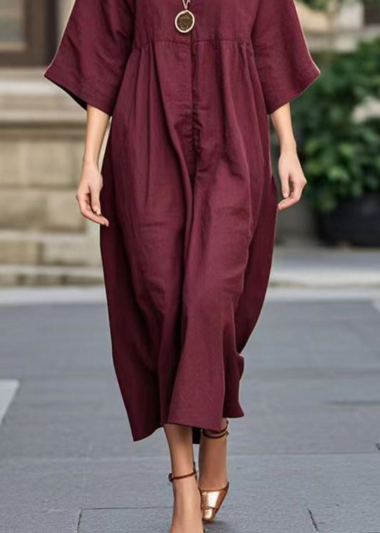 Mulberry Oversized Cotton Long Dress Bracelet Sleeve