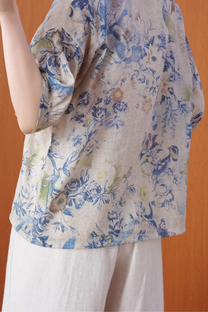 Summer Tencel Shirt Loose Thin Short Sleeve T-shirt Tops