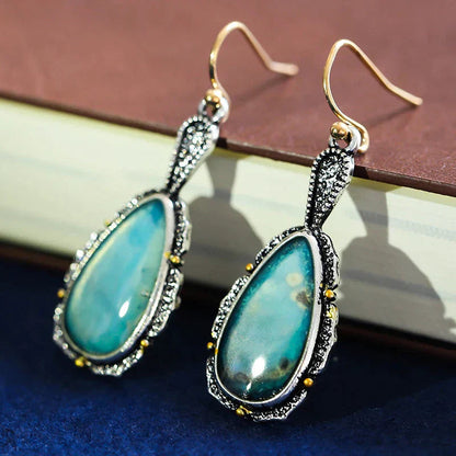 Rounded Turquoise Stone Earrings