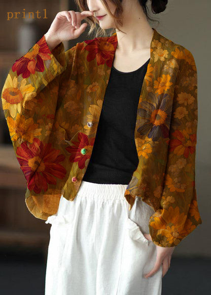 Fine Pink -pumpkin Bat Wing Sleeve Pockets Coat Short