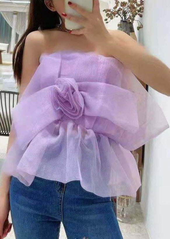 Art Apricot Cold Shoulder Tulle Top Sleeveless