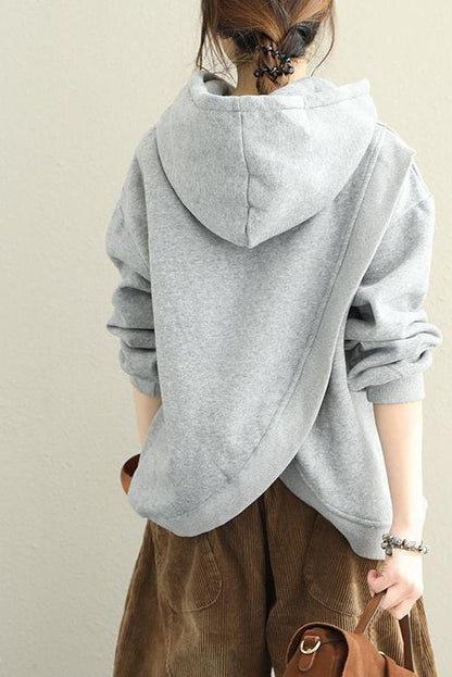 Loose Hoodie Brushed Cotton Fleece Warm Tops