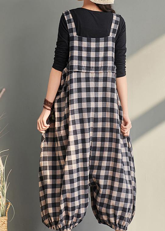 New Cage Pants Plaid Jumpsuit Cotton and Linen Overalls