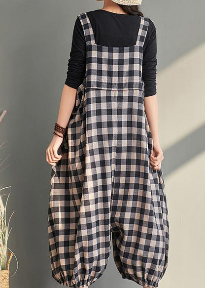 New Cage Pants Plaid Jumpsuit Cotton and Linen Overalls