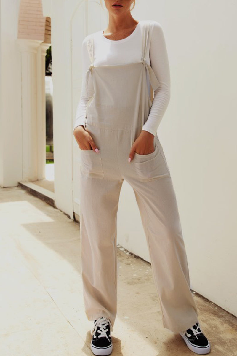 Make Old Patchwork Square Collar Loose Jumpsuits(5 Colors)