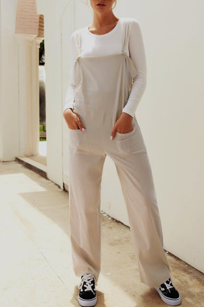 Make Old Patchwork Square Collar Loose Jumpsuits(5 Colors)