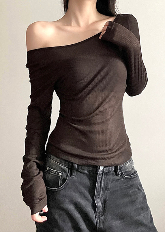 Unique Grey Asymmetrical Backless Hollow Out Top Long Sleeve