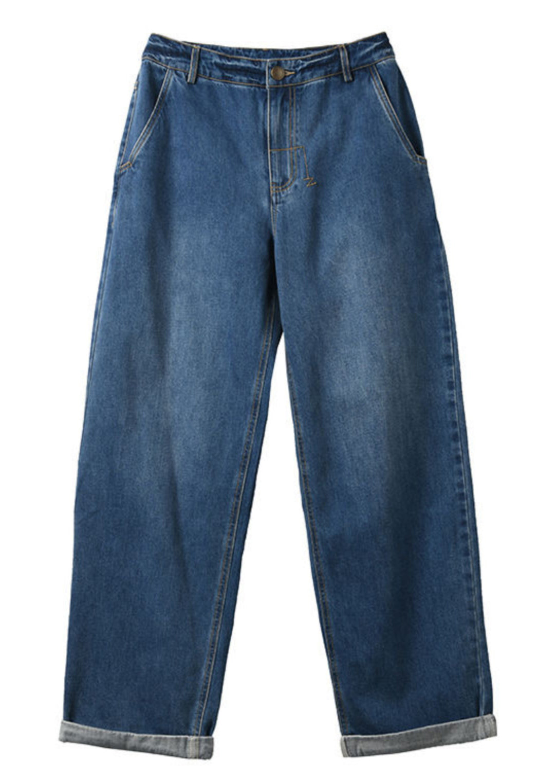 Blue High Waist Denim Pants Summer