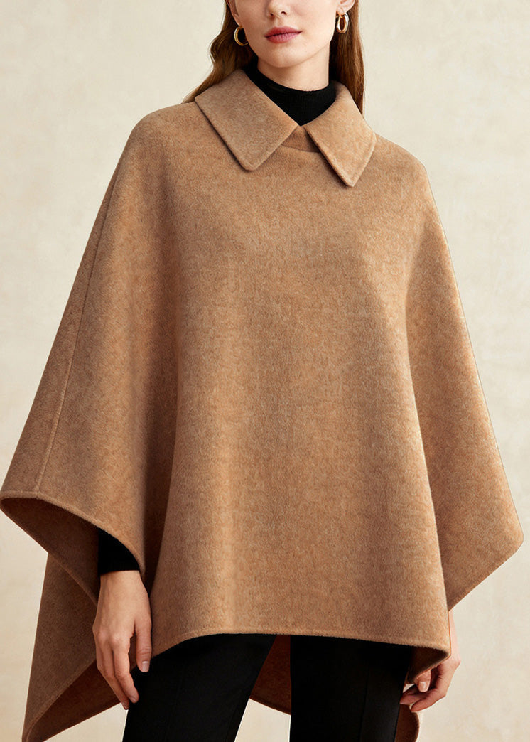 Wine Red Peter Pan Collar Woolen Cape Coats Winter