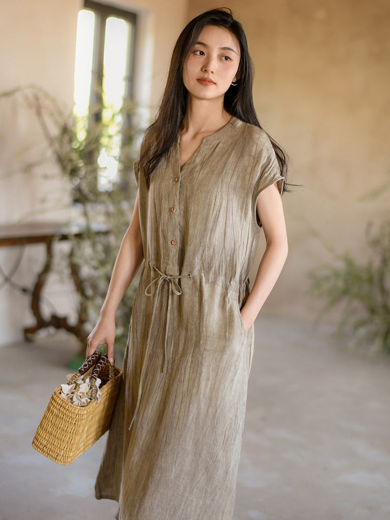 Summer Strap Wrist Linen Dress