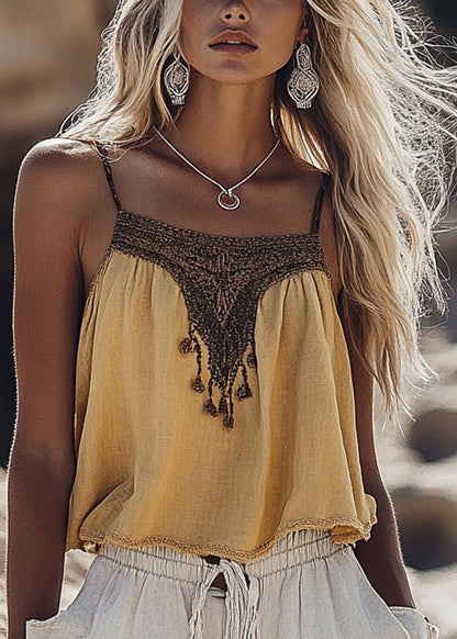 New Yellow Spaghetti Strap Tank Top Summer