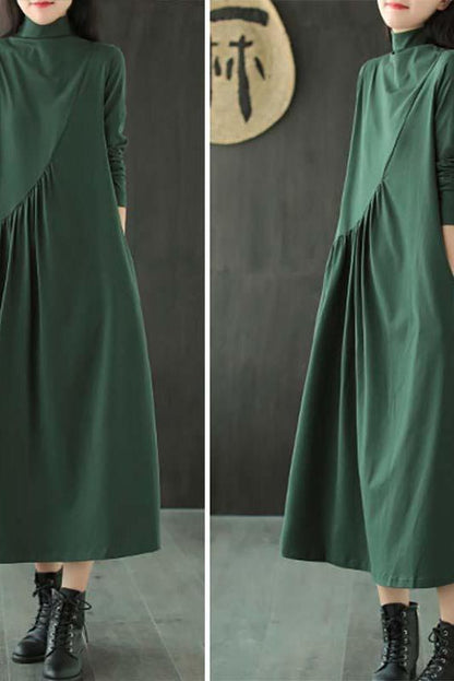 Limited Stock- Draped High Neckline Dress