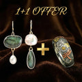 1+1 Offer: Natural Stone Earrings in Silver + Natural Silver Ring