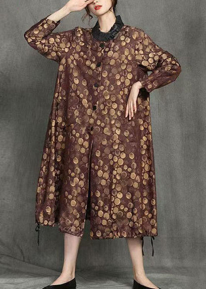 Yellow Button Dot Pockets Long Coats Winter