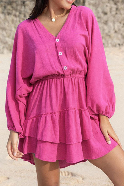 Simplicity Buttons V Neck a Line Dresses