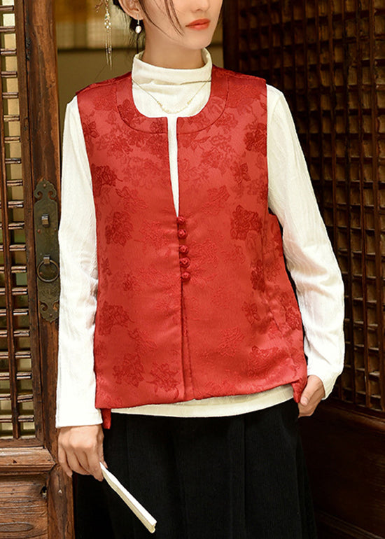 Handmade White U Neck Jacquard Silk Vest Sleeveless