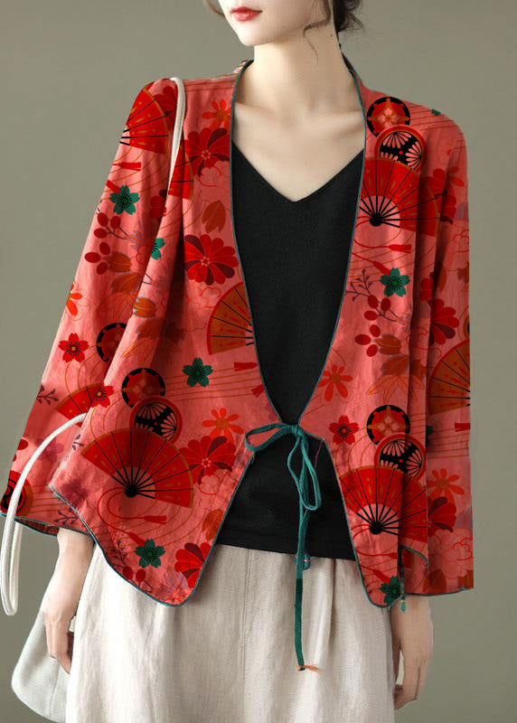 Red- Pattern Embroidered Long Sleeve Linen Shirt