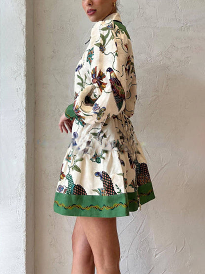 Match Balloon Sleeve Shirt Mini Dress
