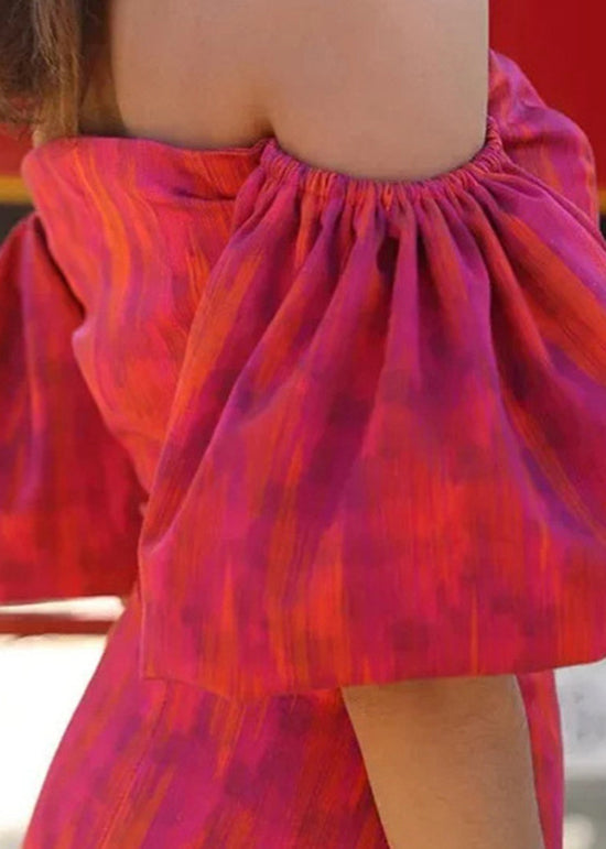 New Off Shoulder Top and Skirt Set Bubble Sleeves