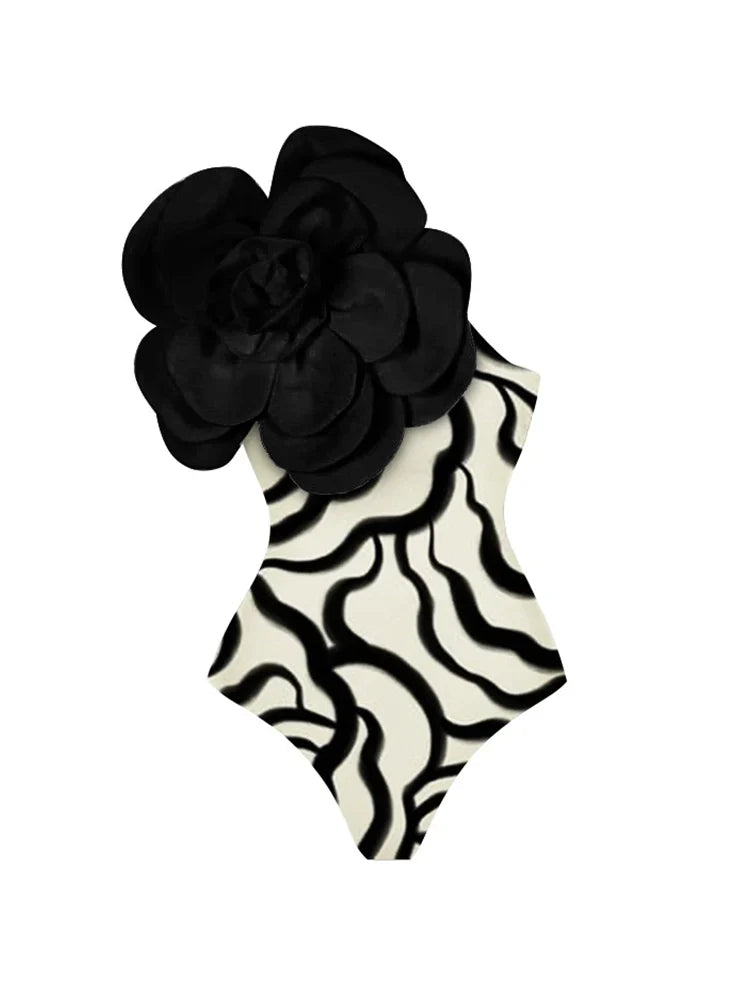 Black Floral Swimsuit