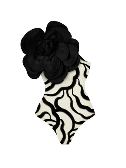 Black Floral Swimsuit