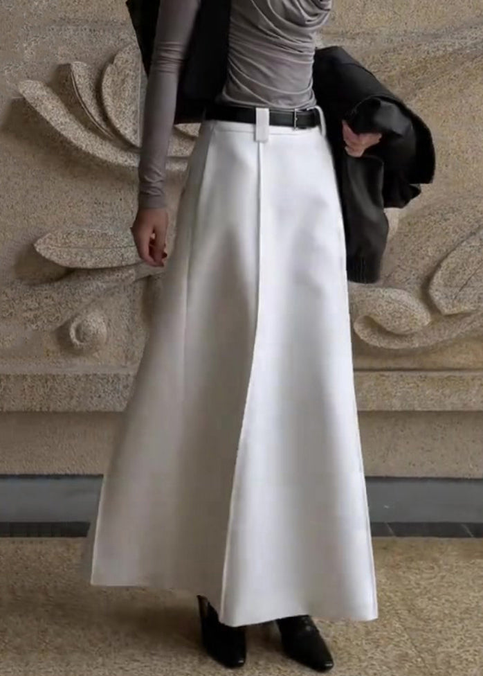 Simple White High Waist Spandex Skirts Spring