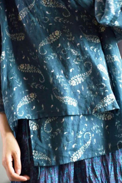 Irregular Hem Print Cardigans Top