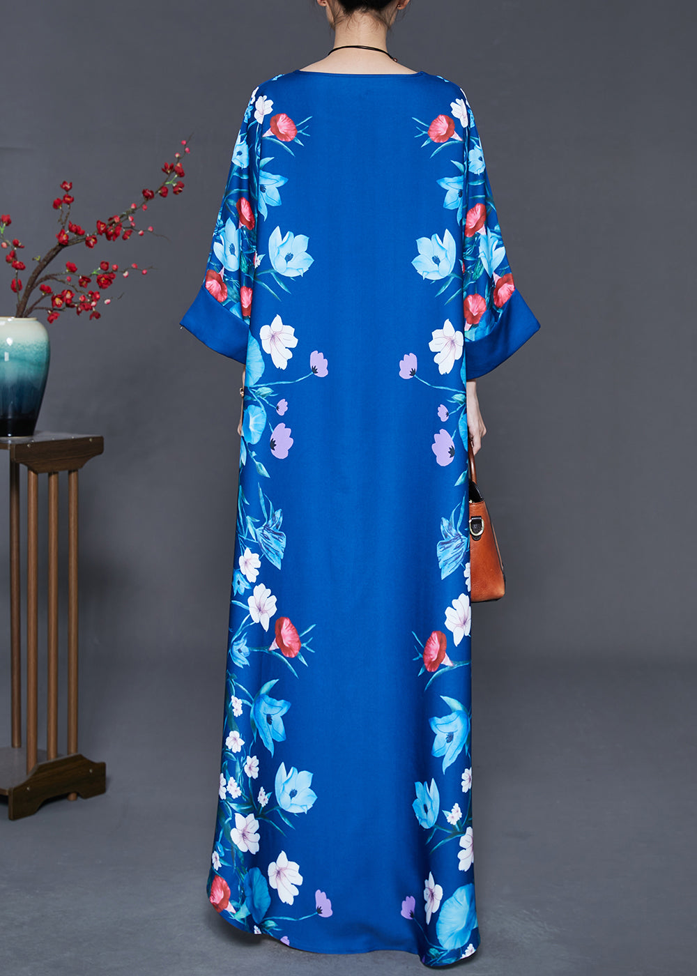 Stylish Blue Oversized Print a Line Dress Summer