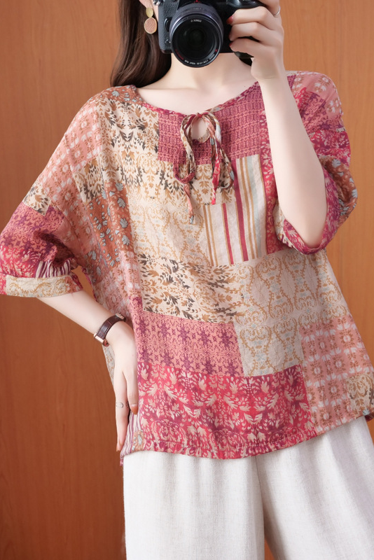 Summer Tencel Shirt Loose Thin Short Sleeve T-shirt Tops