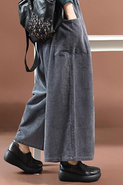 Loose Corduroy Wide Legs Pants