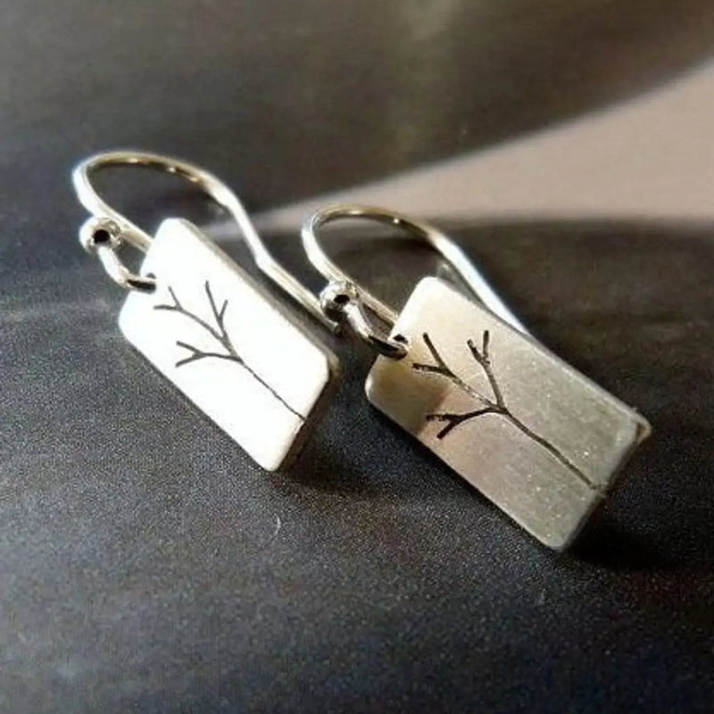 Rectangular Tree Draw Earrings