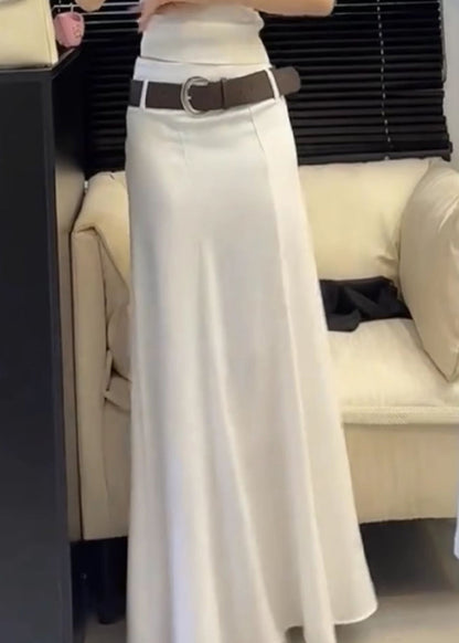 Slim Fit White High Waist Cotton Skirts Summer