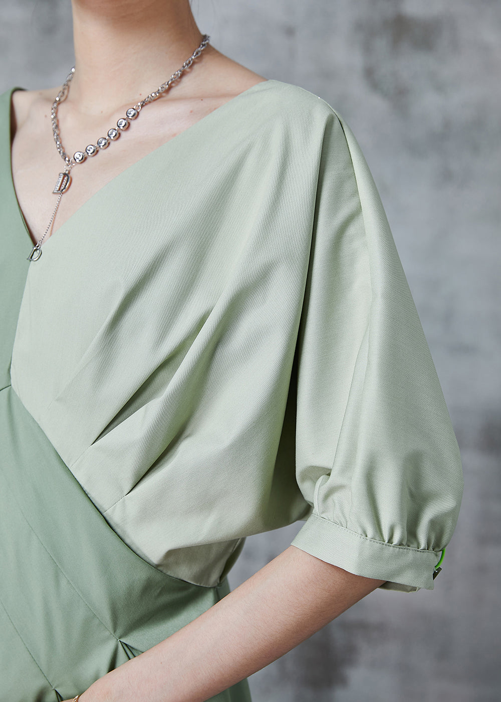 Green Asymmetrical Patchwork Cotton Shirt Top Summer