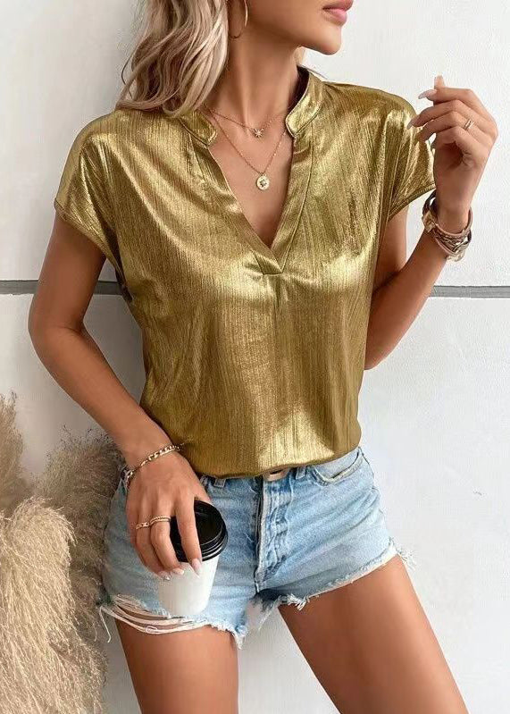 Style New Gold Thin Shirt Bat Sleeves
